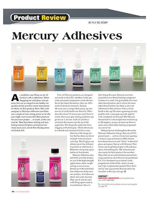 Mercury Adhesives review from magazine